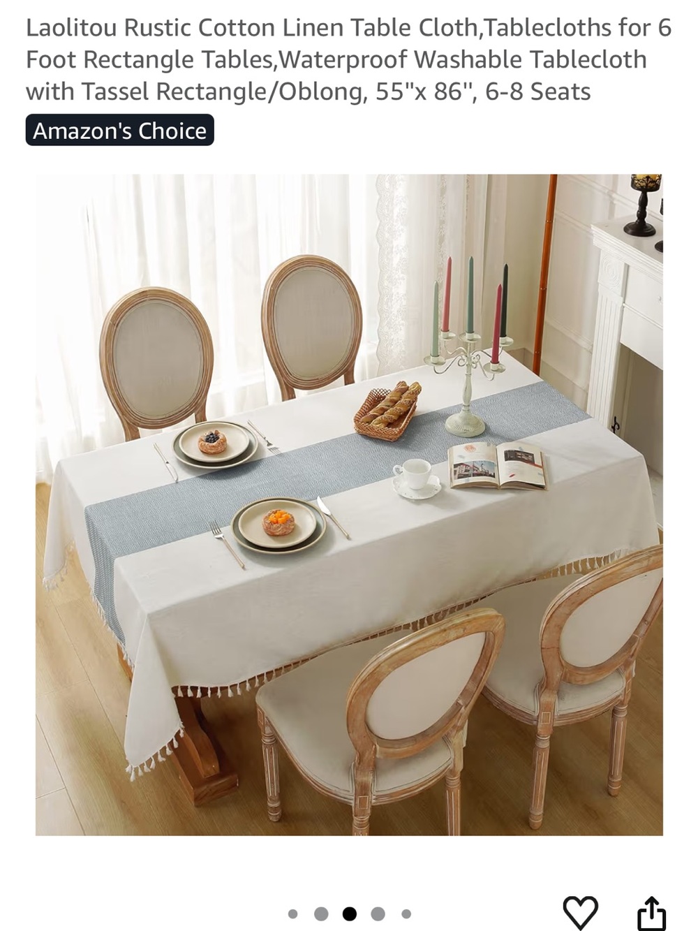 Laolitou farmhouse Rustic Cotton Linen Tablecloth - Picture 6 of 10